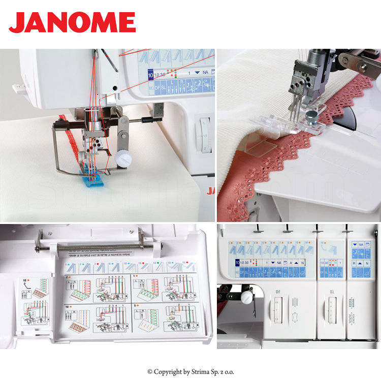 JANOME 1200D PROFESSIONAL – Owerlok - coverlok 2, 3, 4, 5-nitkowy, ze ściegami drabinkowymi (2 i 3-nitkowymi) - maszyna do szycia Owerlok - coverlok 2, 3, 4, 5-nitkowy, ze ściegami drabinkowymi (2 i 3-nitkowymi) - maszyna do szycia